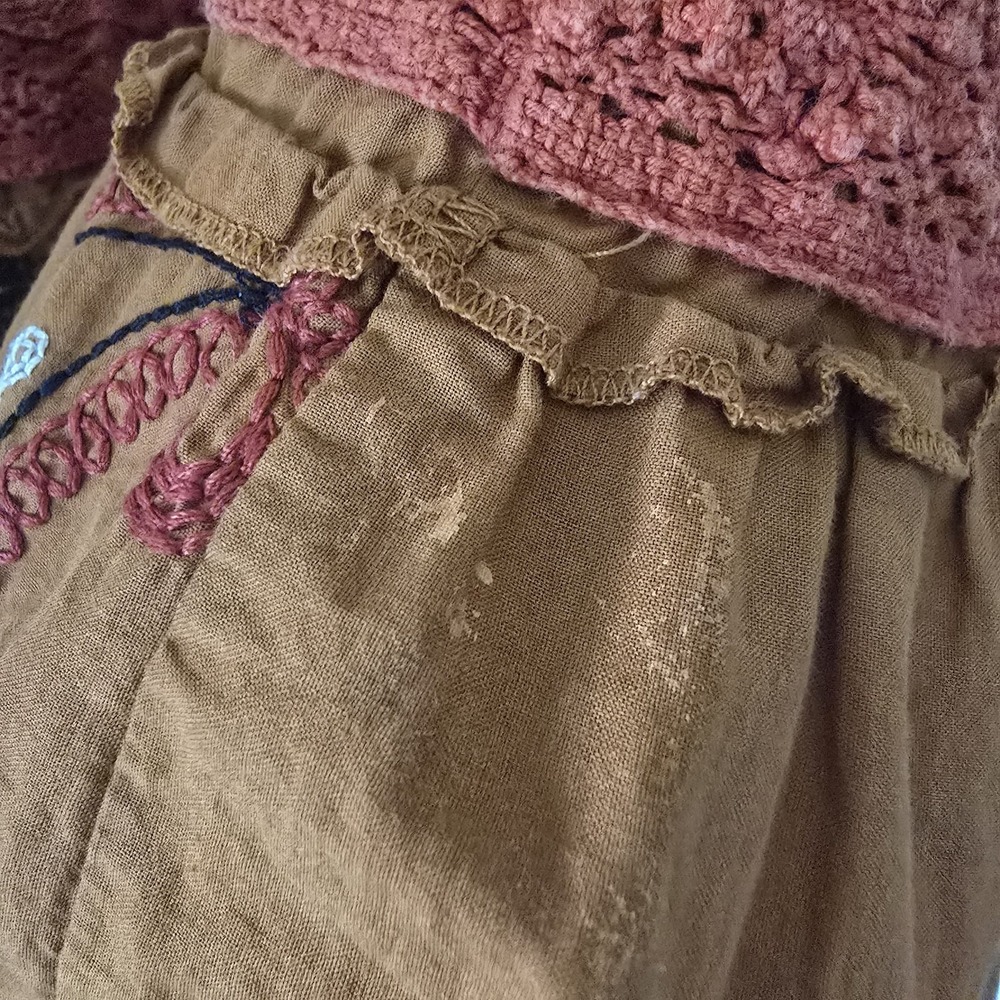 LUCCA Brown Cotton Tiered Midi Skirt Embroidered Paisley Crochet‎ Lace Small - Picture 10 of 11